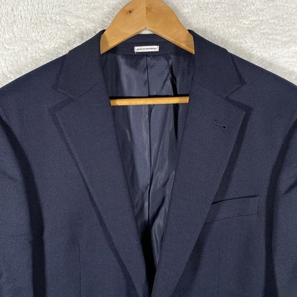 Joseph Abboud 100% Wool Reda Super 110's Sport Coat Blazer Blue 40L Textured - Picture 2 of 13
